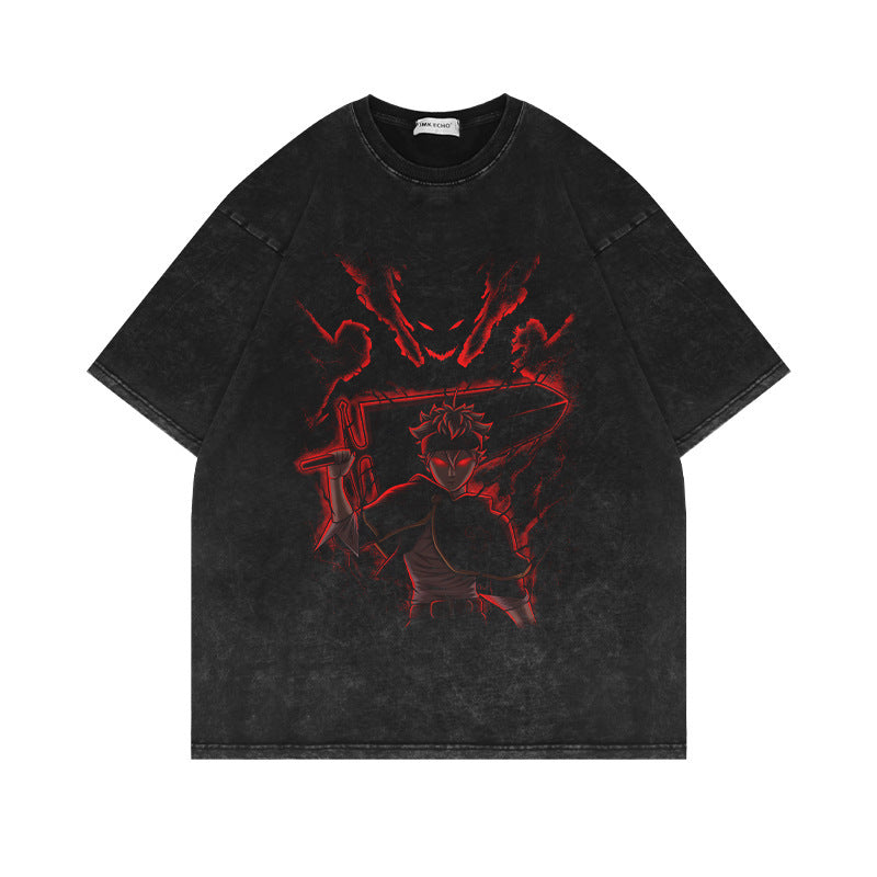 Retro Anime Short-sleeved Washed T-shirt