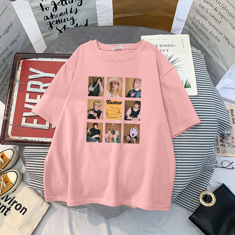 Women's KPOP Butter Printed Loose T-shirt