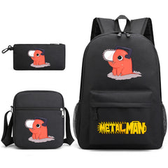 Pochita School Bag Three-piece Backpack