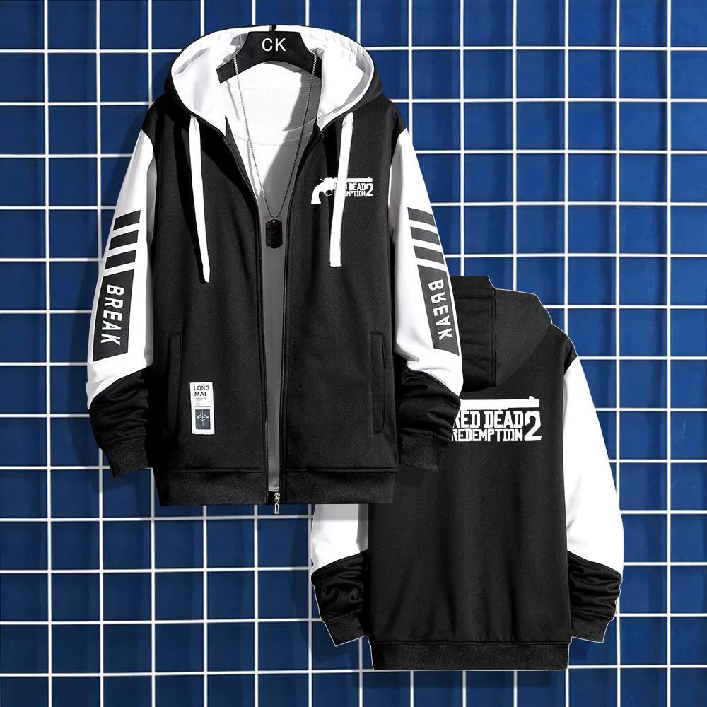 Unisex Game Graphic Zipper Hooded Loose Jacket