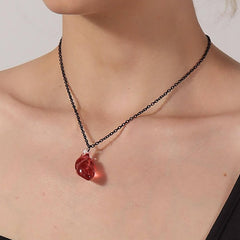 Resin Heart Pendant Necklace Earrings