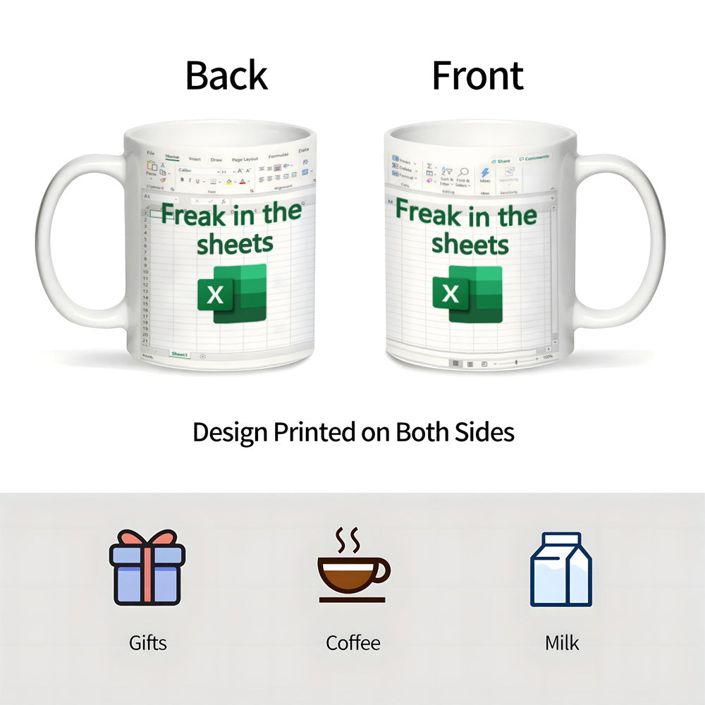 Excel Freak in The Sheets White Mug