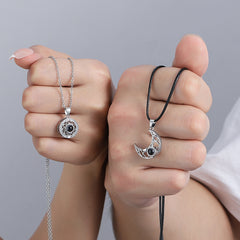 Sun and Moon Couple Projection Magnetic Necklace