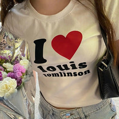 I Love Louis Letter Printed Cropped Tank Top