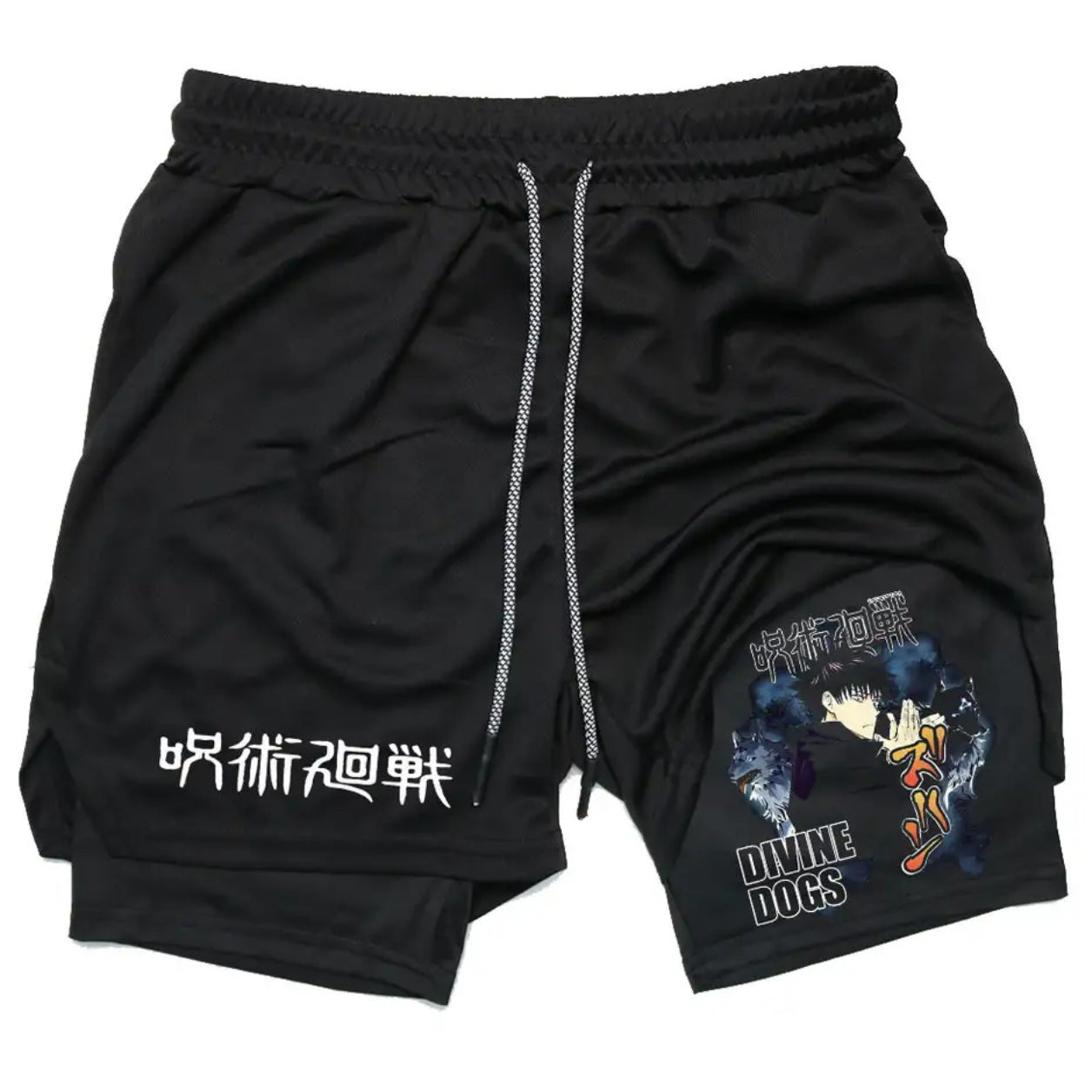 Men's Anime Printed Double Layer Casual Sports Shorts