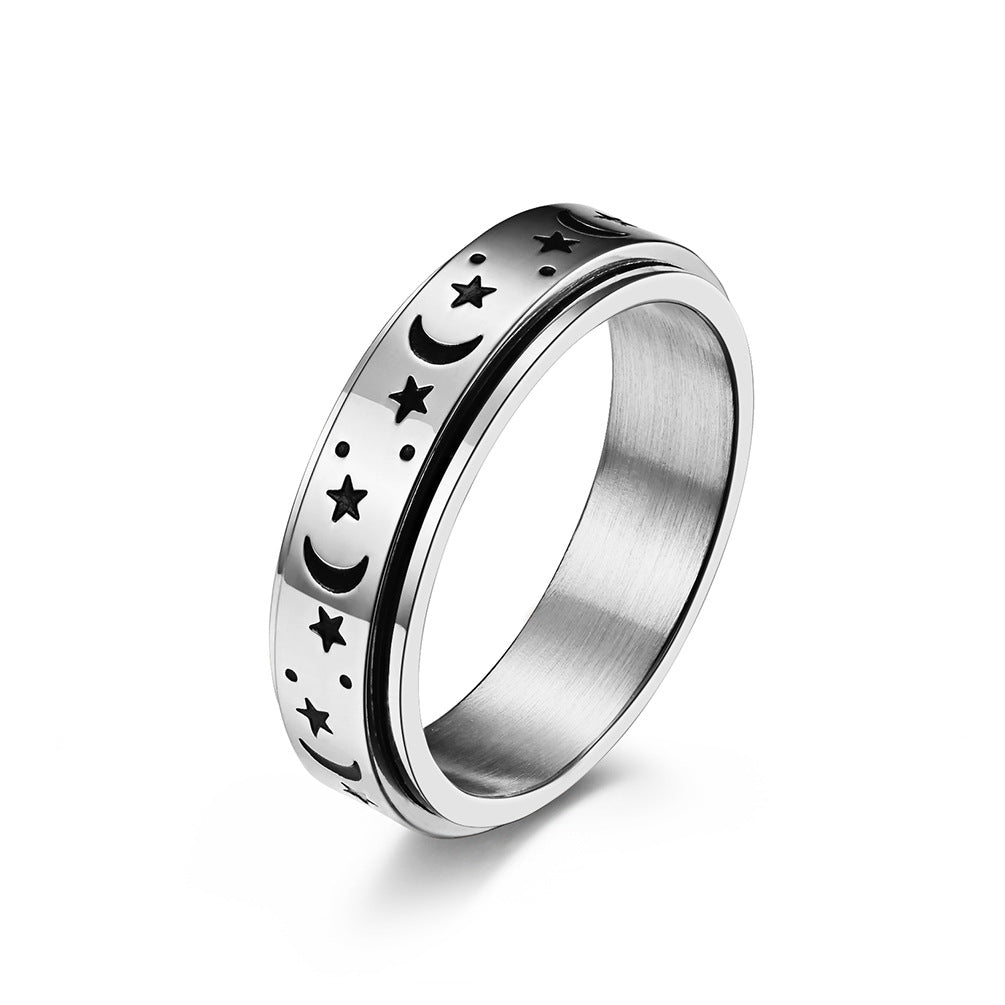 Star Moon Titanium Steel Rotating Ring