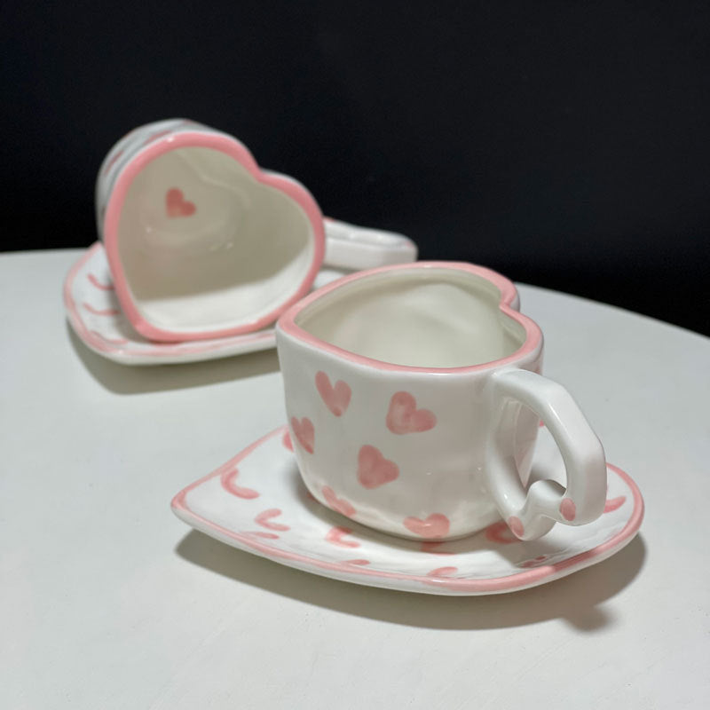 Pink Ceramic Heart Mug