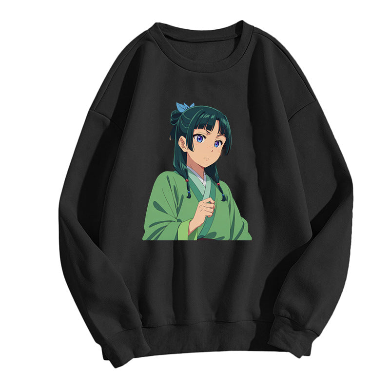 Girl's Anime Print Casual Crew Neck Sweatshirt