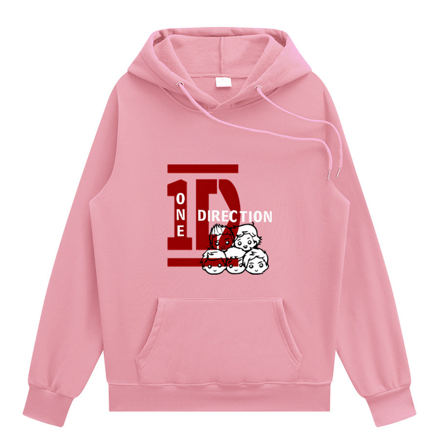 Casual 1D Graphic Printed Pullover Hoodie