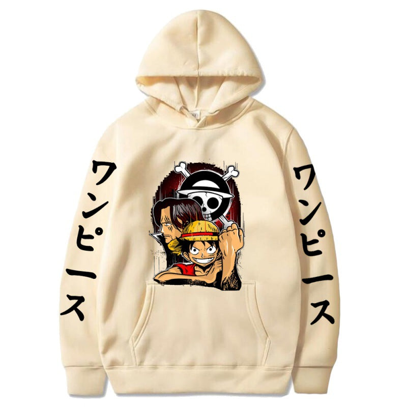 Unisex Luffy Floral Printed Loose Hoodie