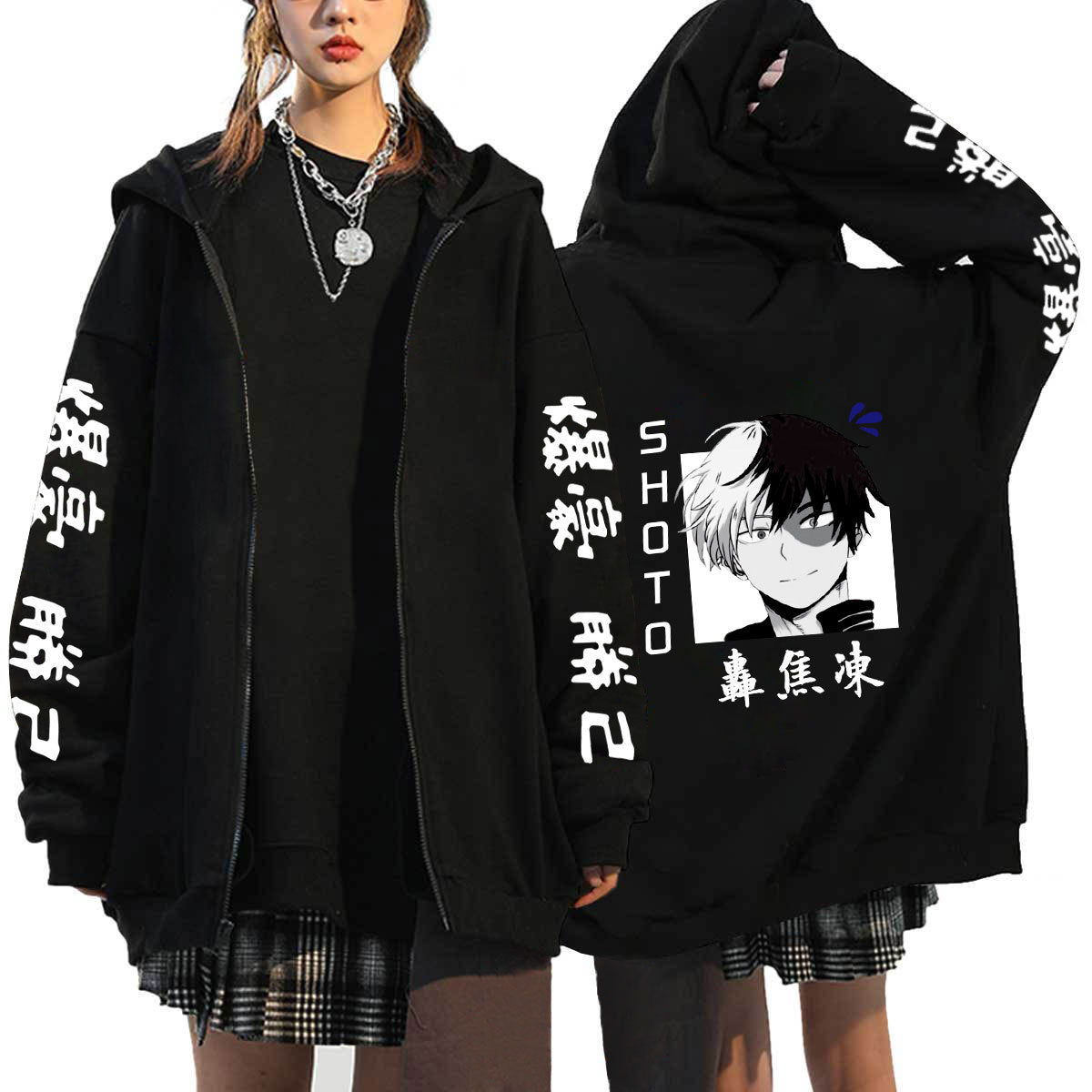 Unisex Casual Anime Zip Up Sports Hoodie