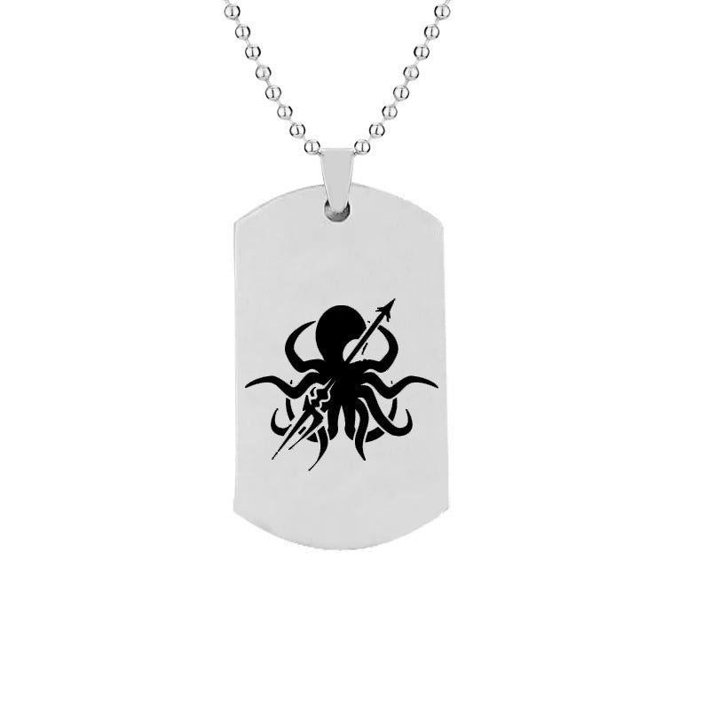 Game Cool Pattern Silver/black Tag Necklace
