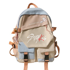 Trendy Korean Style Stitching Letter Print Backpack