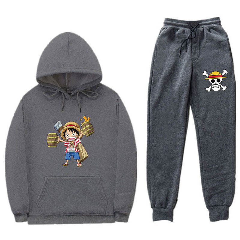 Casual Sports Luffy Graphic Hoodie Pants Tracksuit