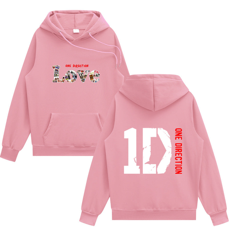 Unisex Love 1D Printed Loose Hoodie