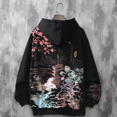 Trendy Men's Floral Loose Pullover Hoodie