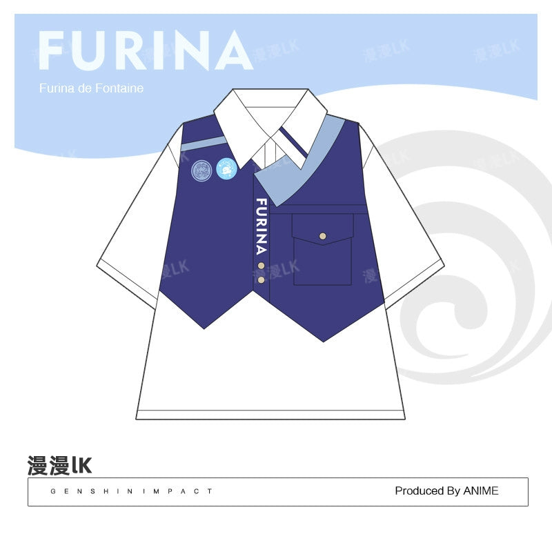 Women's Furina Game Short Sleeve T-Shirt Shorts Set