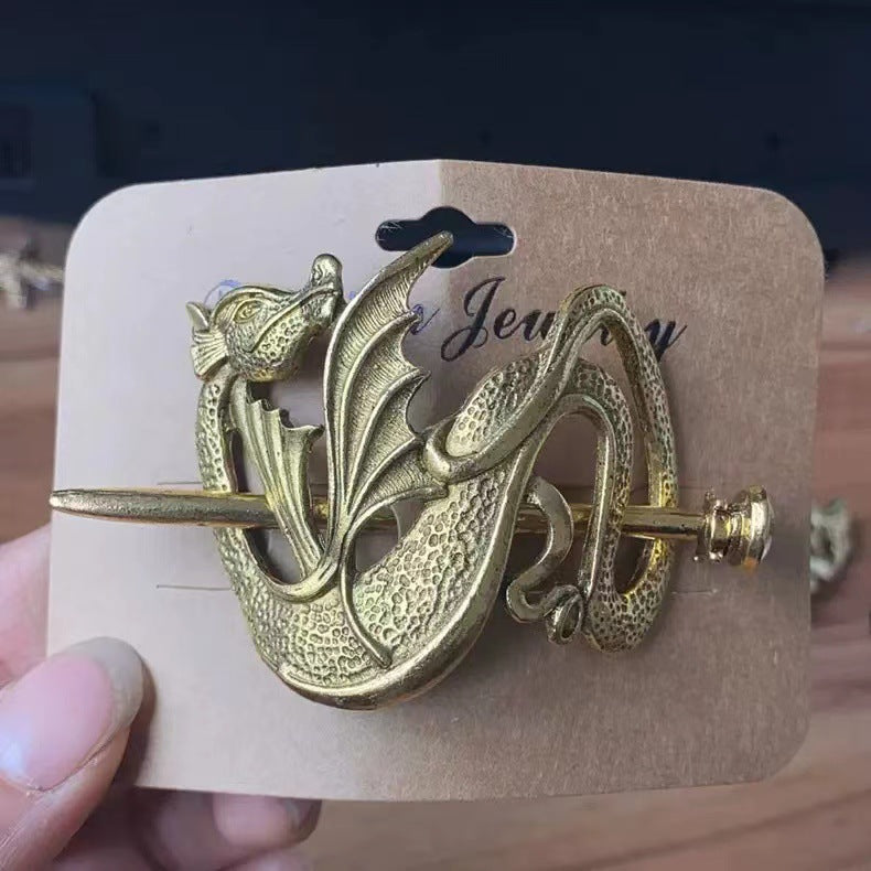 Ethereal Fantasy Sword Viking Dragon Hair Clip