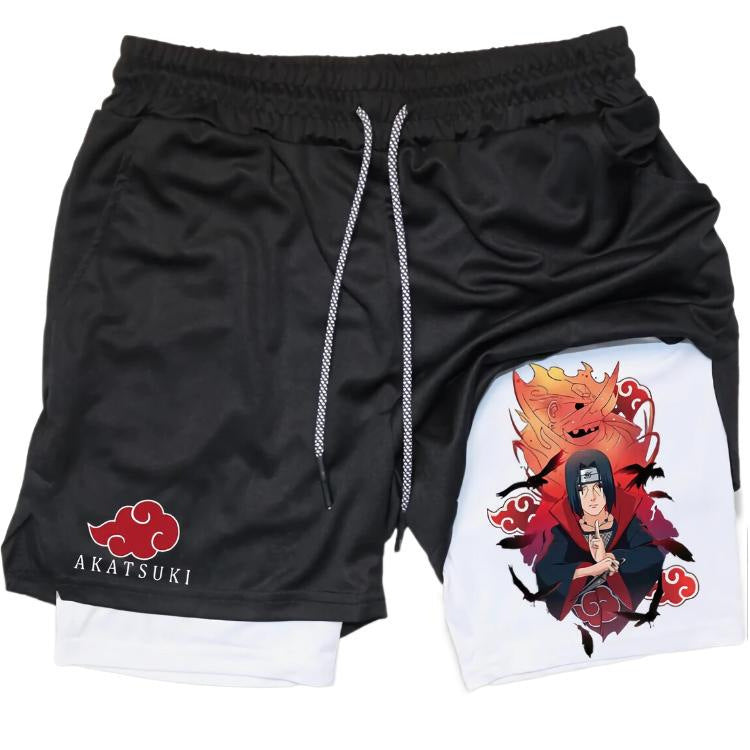 Casual Men's Anime Printed Double-layer Sports Shorts