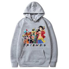 Unisex Casual Luffy Friends Printed Loose Hoodie