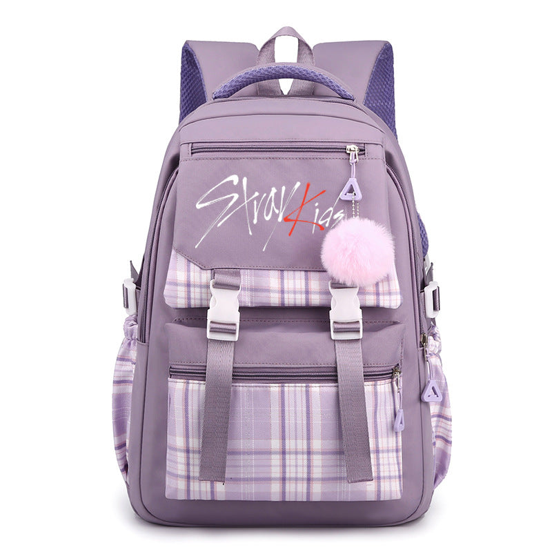 Cute Kpop Letter Striped Backpack