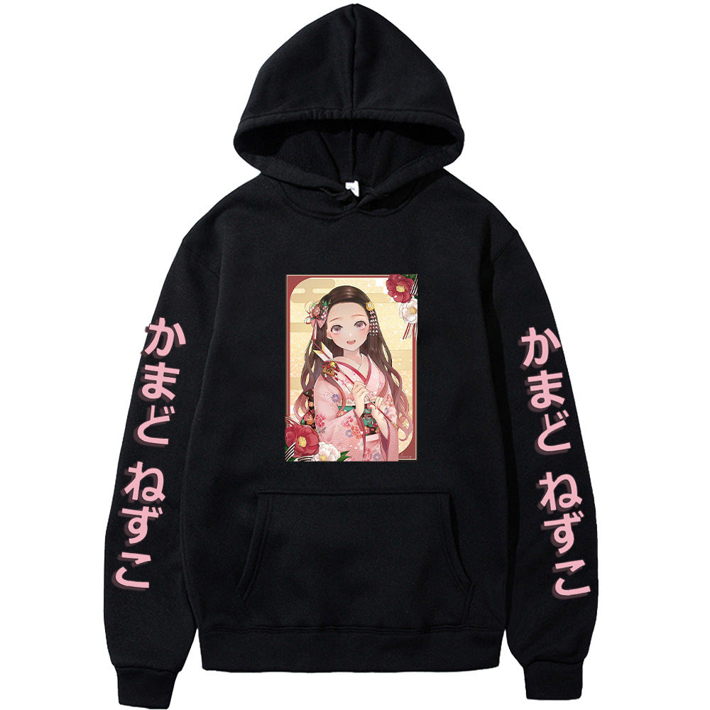 Unisex Anime Printed Pullover Loose Hoodie