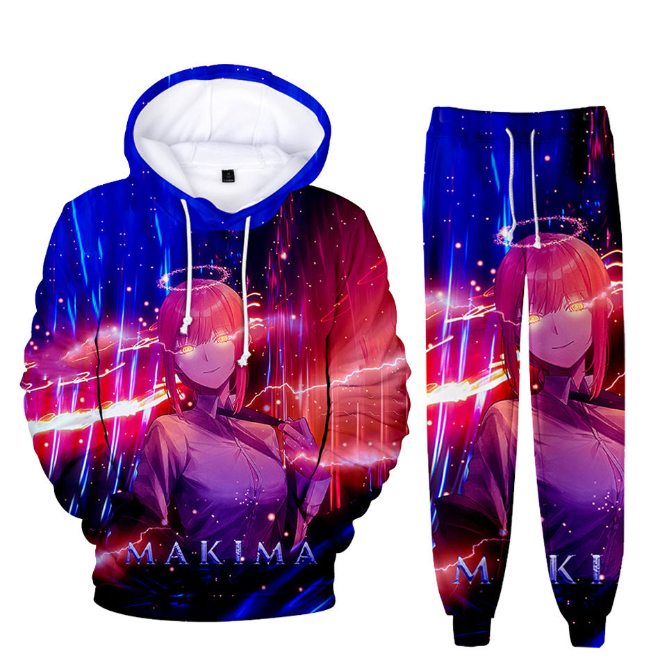 Trendy Anime Digital Print Hoodie Trousers Suit