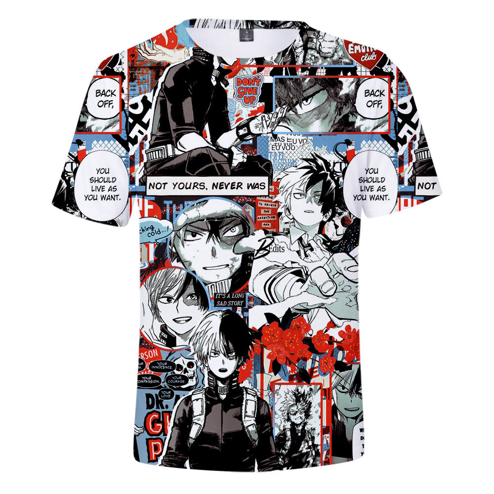 Trendy Anime Pattern Digital Print Short-sleeved T-shirt