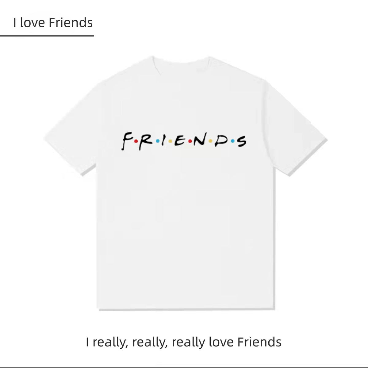 Unisex Casual Friends Letter Loose T-shirt