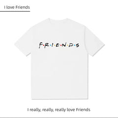 Unisex Casual Friends Letter Loose T-shirt