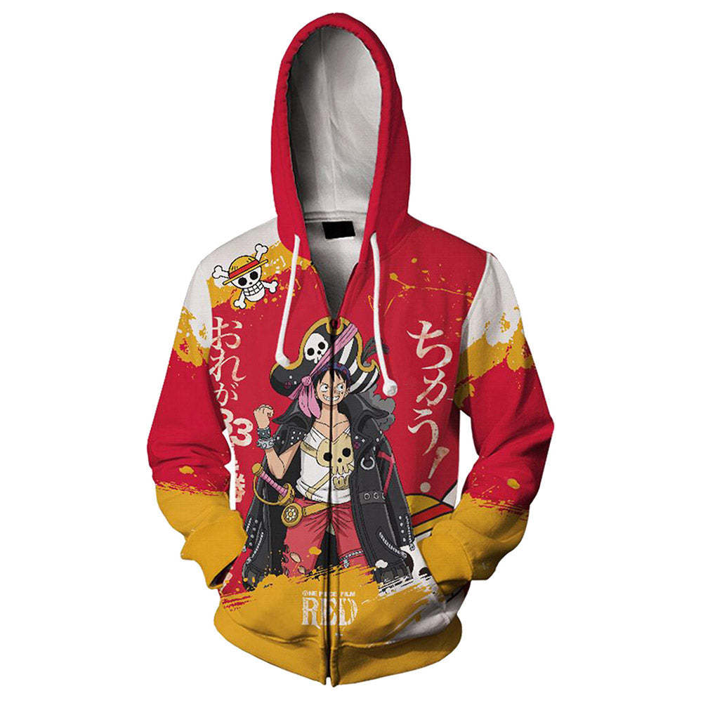 Unisex Pirate King Digital Printed Cos Zipper Hoodie