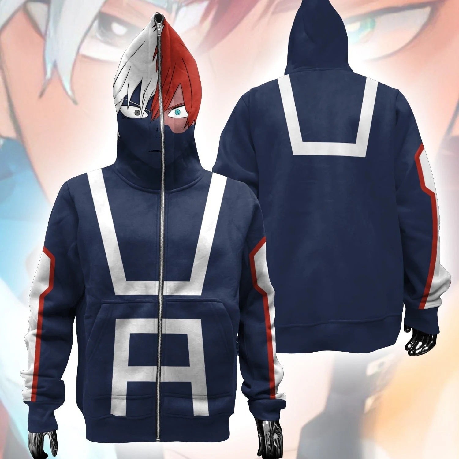 Trendy Cool 3D Anime Cosplay Zipper Hoodie