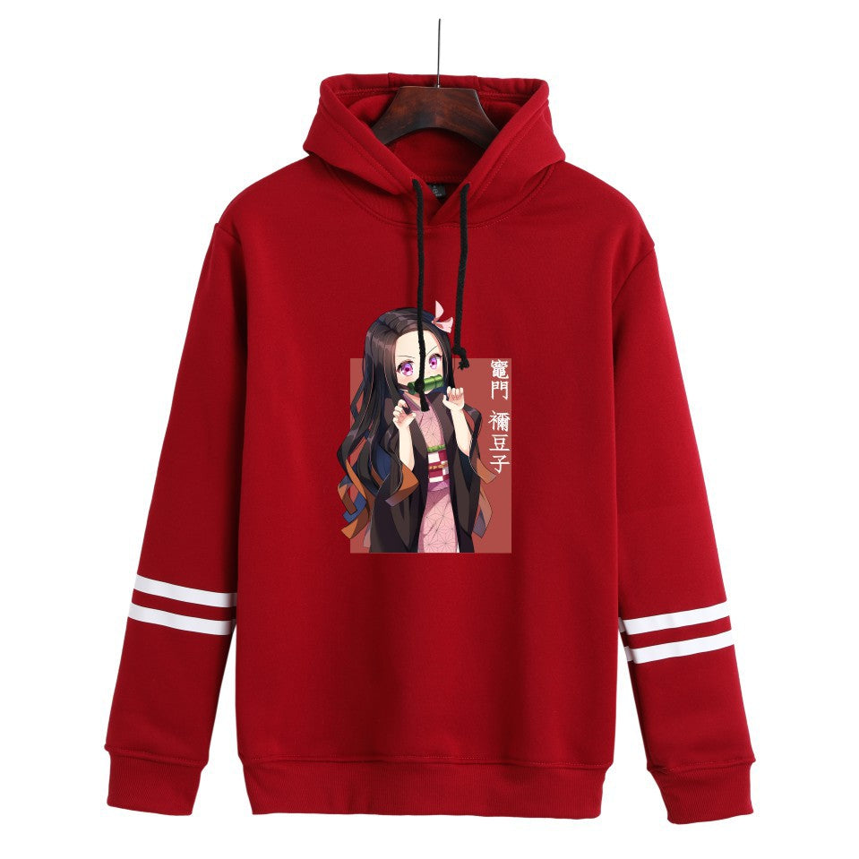 Casual Cute Anime Figure Striped Pullover Hoodie