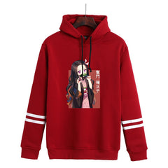 Casual Cute Anime Figure Striped Pullover Hoodie