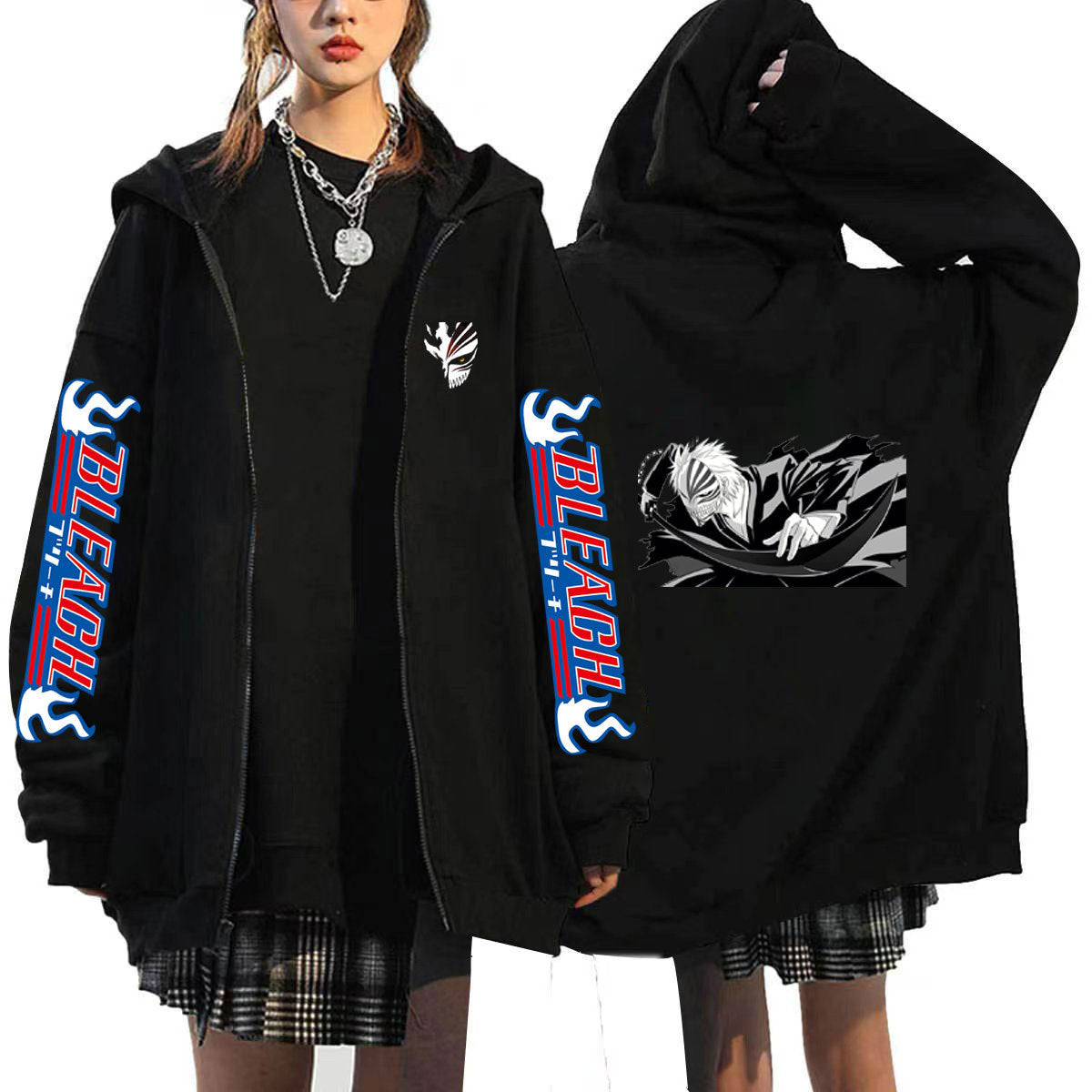 Unisex Anime Printed Casual Zipper Hoodie