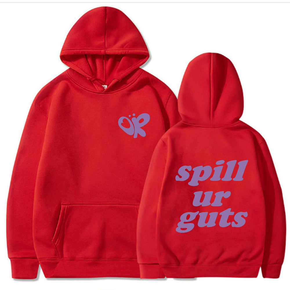 Casual Spill Ur Guts Olivia Printed Hoodie