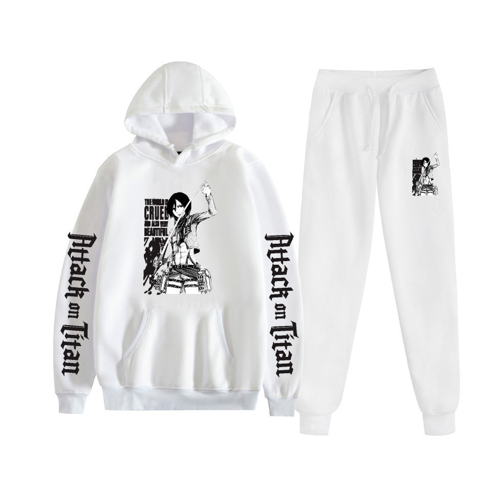 Men's Anime Pattern Print Hoodie Pants Set