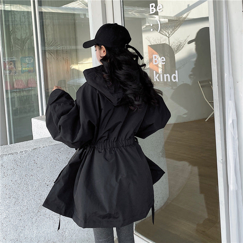 Korean Style Bat Sleeves Hooded Trench Coat
