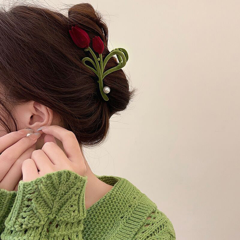 Vintage Flocking Tulip Hairpin