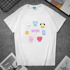 Cute Kpop Cartoon Casual Short Sleeve T-shirt