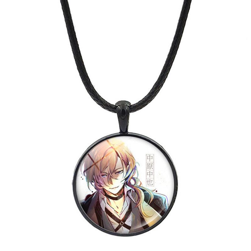 Versatile Anime Pendant Leather Rope Necklace