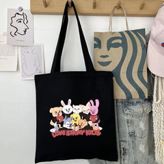 Cute Kpop Printed Canvas Shoulder Bag