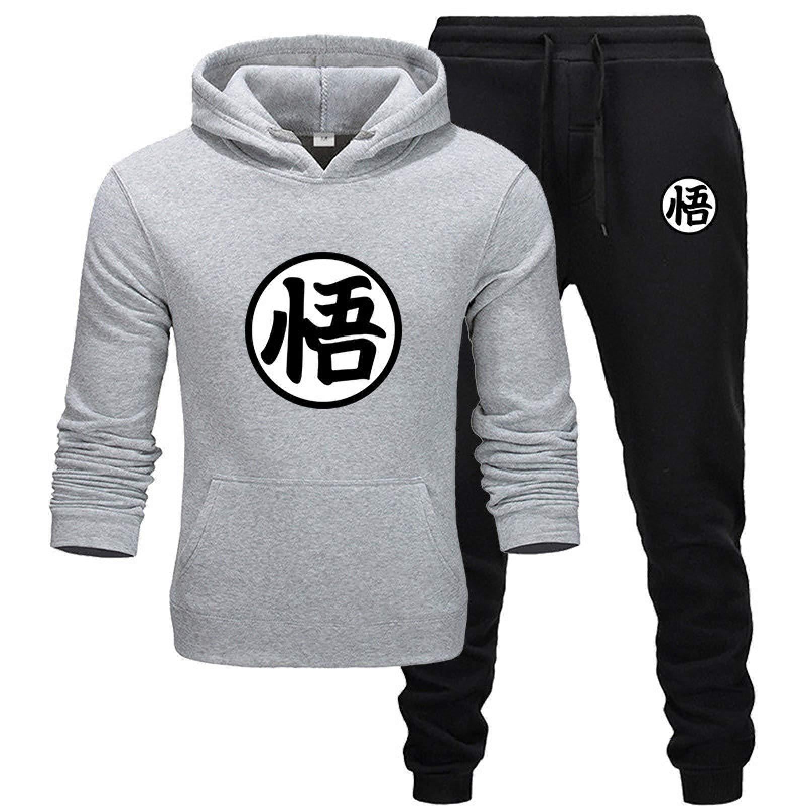 Men's Anime Logo Print Sports Hoodie Loose Pants