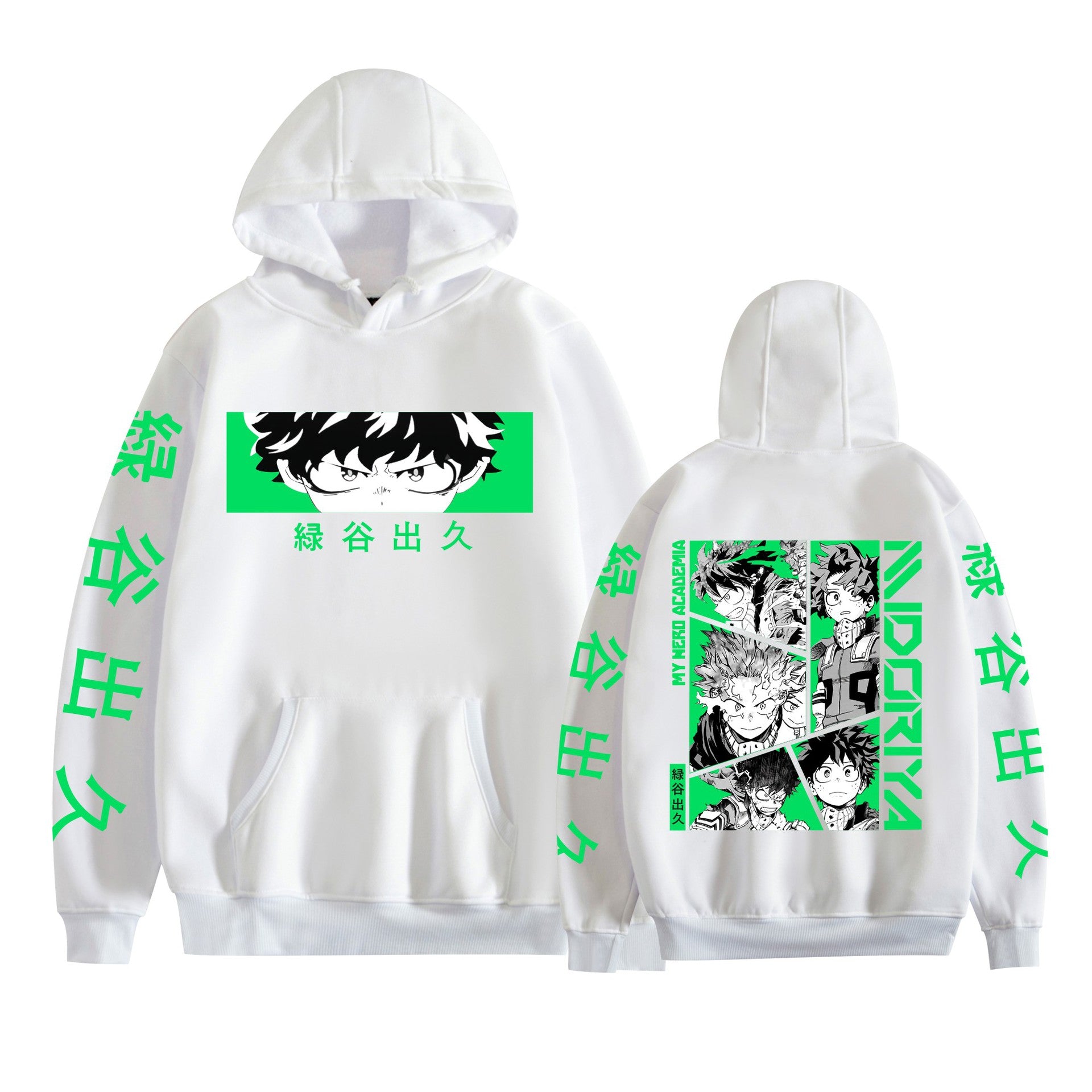 Unisex Anime Deku Print Pullover Hoodie