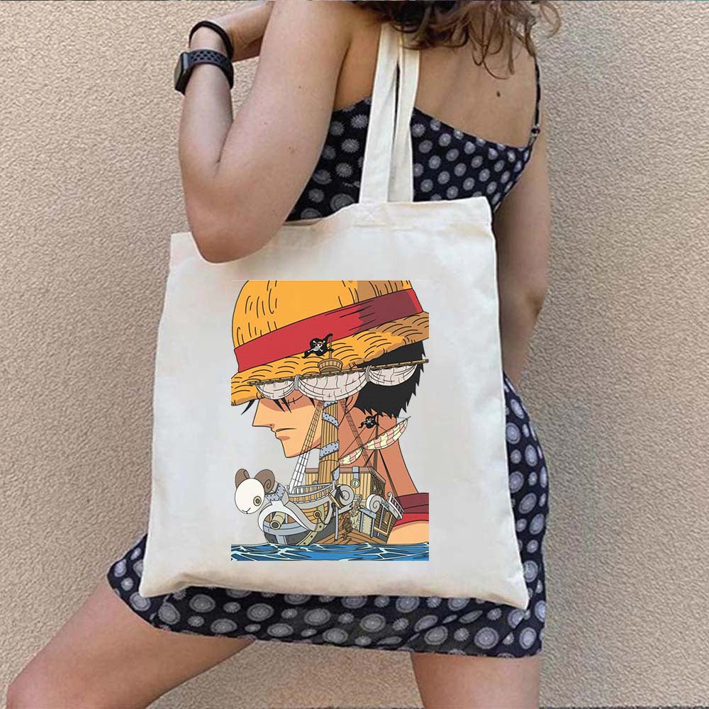 Luffy Printed Canvas Shoulder Tote Bag