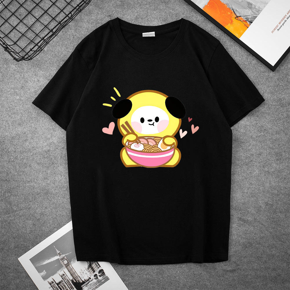 Cute Women's Kpop Cartoon Printed Loose T-shirt