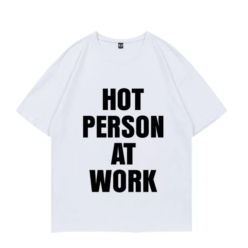 Lisa Hot Person At Work Print Crew Neck T-shirt