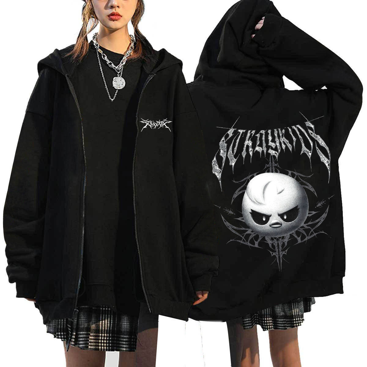 Casual KPOP Dominate Printed Zipper Hoodie