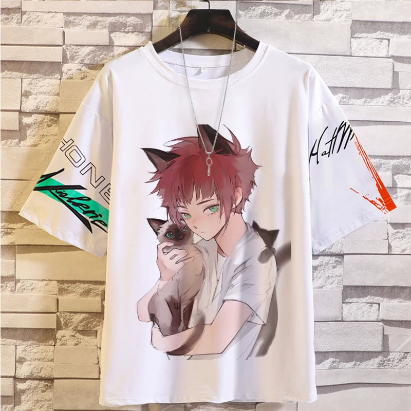 Unisex Anime Pattern Print Crew Neck T-shirt