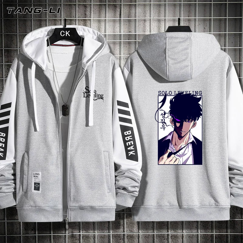 Unisex Anime Print Zipper Cardigan Hoodie
